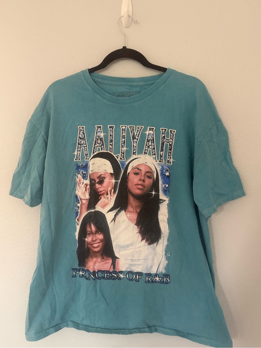Aaliyah Teal Aqua Graphic Tee Size 1X